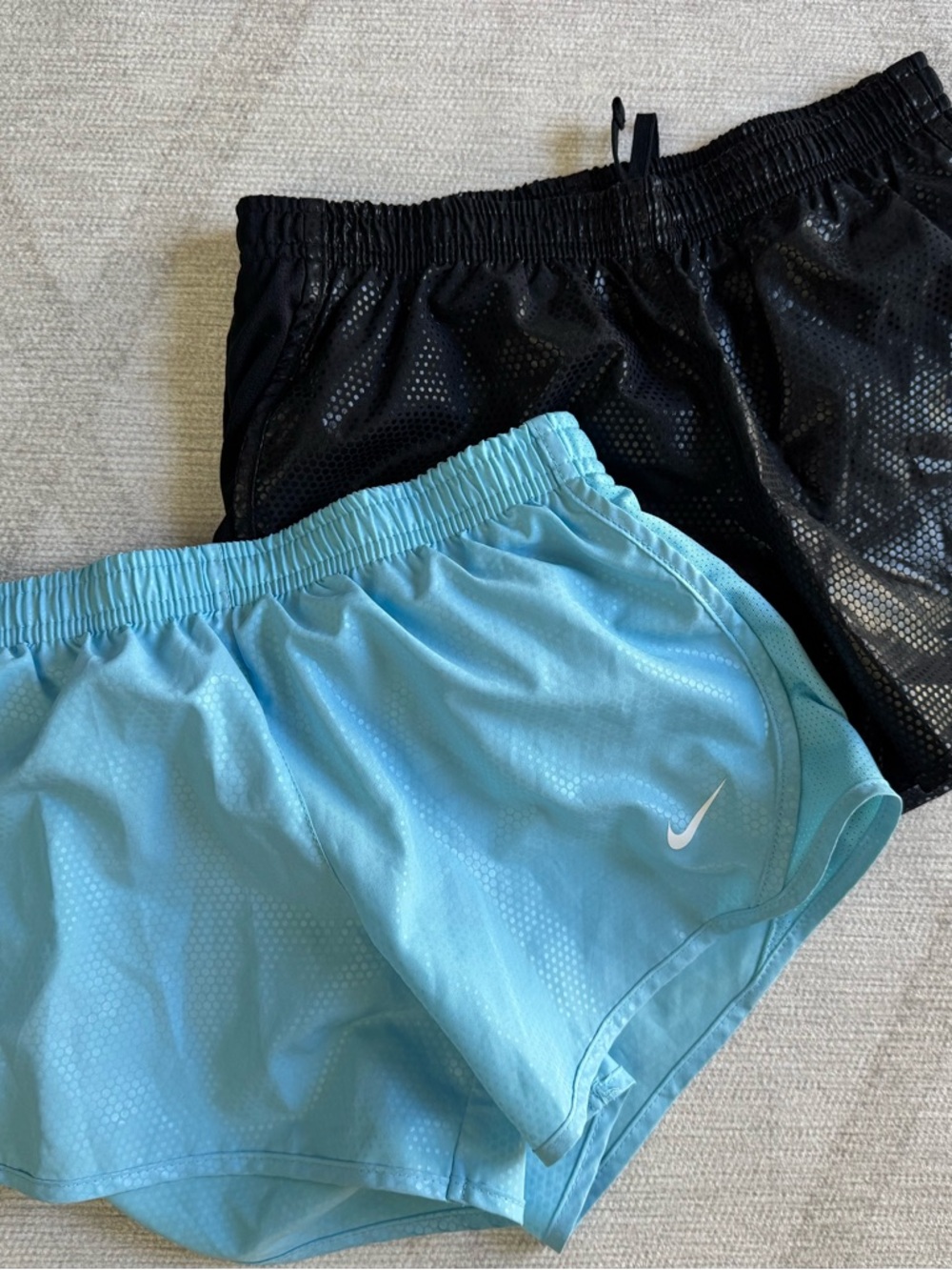 Nike Black and Light Blue Running Shorts Set